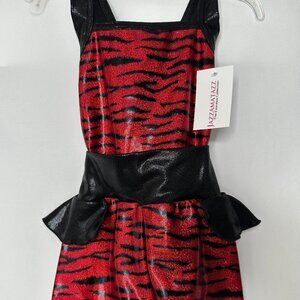 Red Zebra Biketard Kids Dance Costume